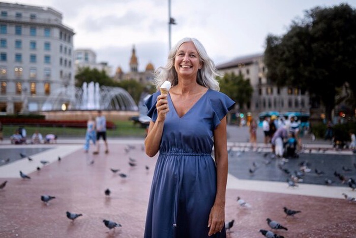 Beautiful mature woman spending time in Chester, England