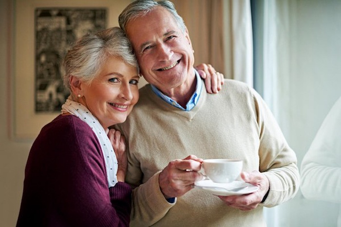 Senior couple tea
