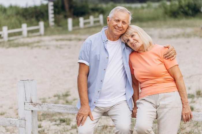 Senior couple enjoying time together outdoors