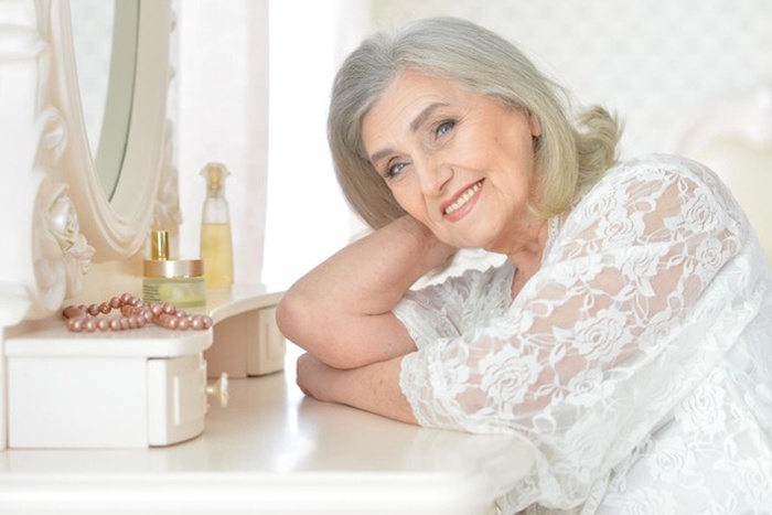 Portrait of a beautiful elderly woman close-up