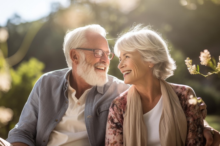  An elderly couple spends time in nature