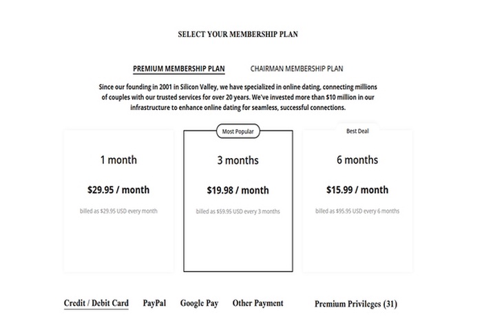 SeniorMatch Pricing