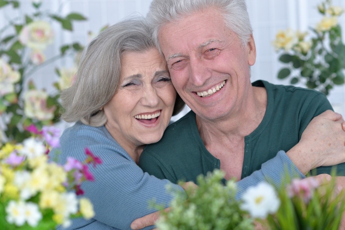 Portrait of a happy senior couple close up