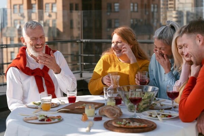 Middle age friends having fun