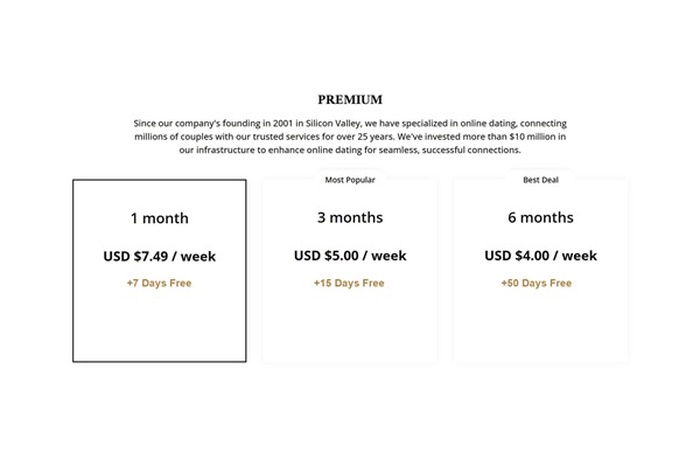 SeniorMatch Premium plans and PLUS promo bonus days