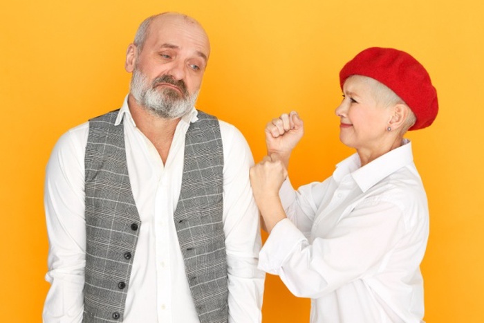 Elderly couple having fight