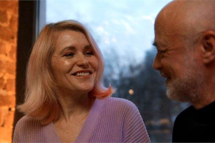Mature couple over 50 enjoying a relaxed conversation