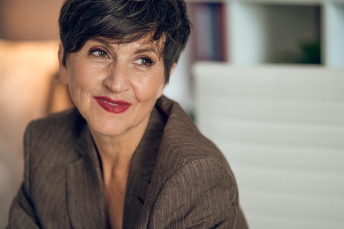Pretty mature woman smiling