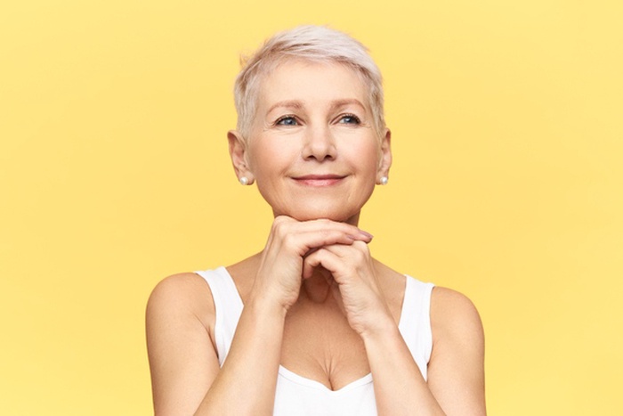 attractive joyful middle aged woman