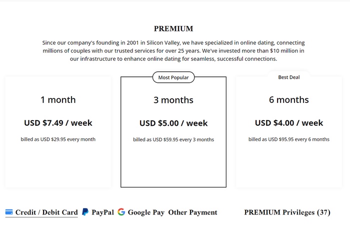 SeniorMatch Payment