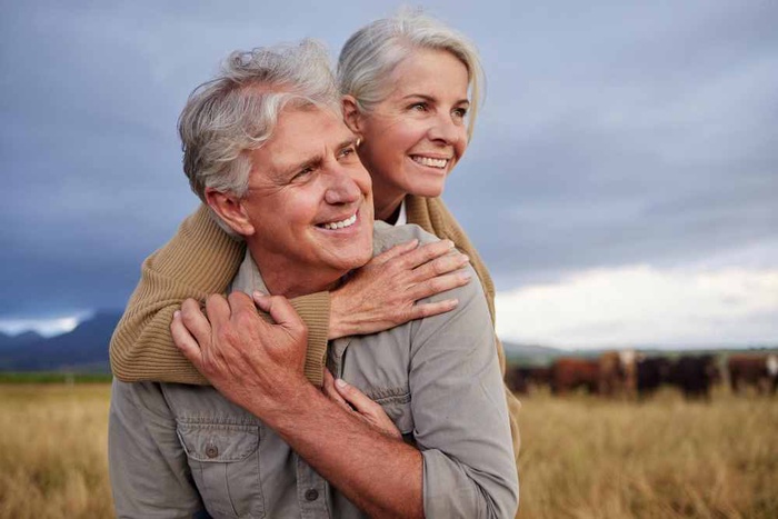 Mature couple embracing