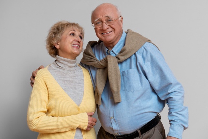 Front view smiley  old people