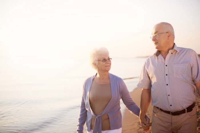 Romantic walk on the beach