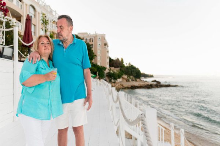 Senior pair traveling on vacation
