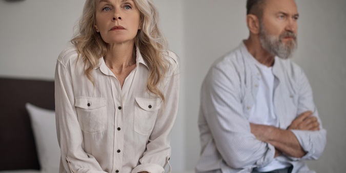 Middle-aged couple quarreling