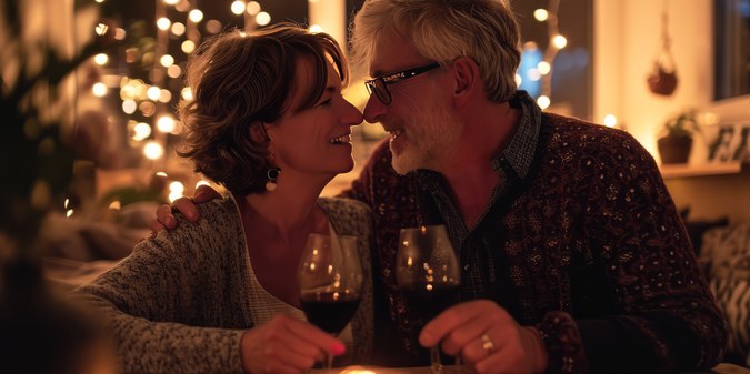 Valentines Day celebration for mature couple at home