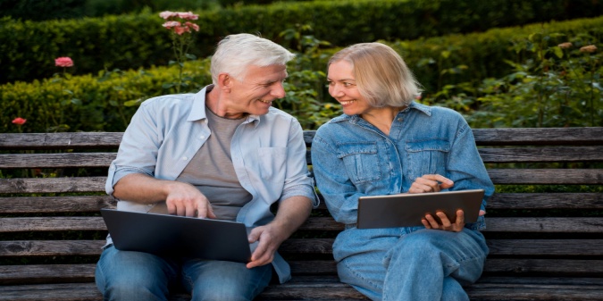 woman and man eye contact during conversation