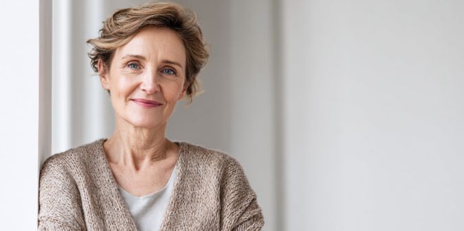 Confident senior looking relaxed and self-assured.