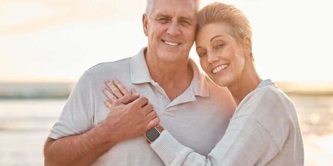 senior couple hug bond and relax