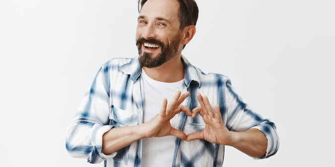 Attractive bearded mature man posing