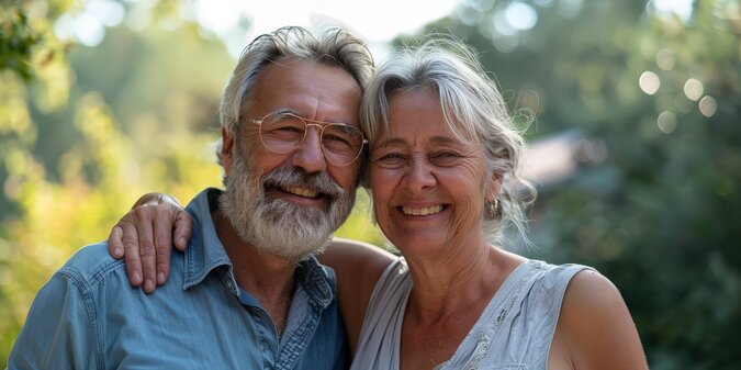 man and woman pose for a photo