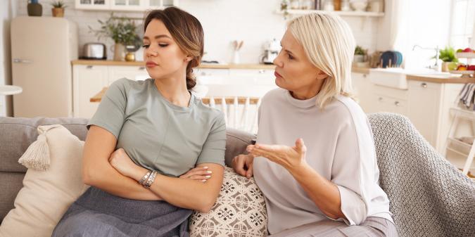 Older parent discussing dating again with family