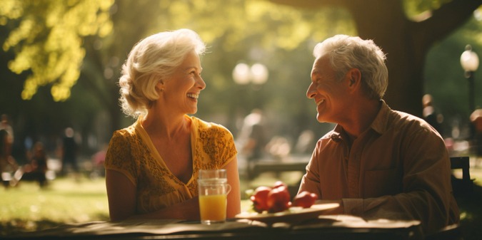 a man and a woman dating in the park