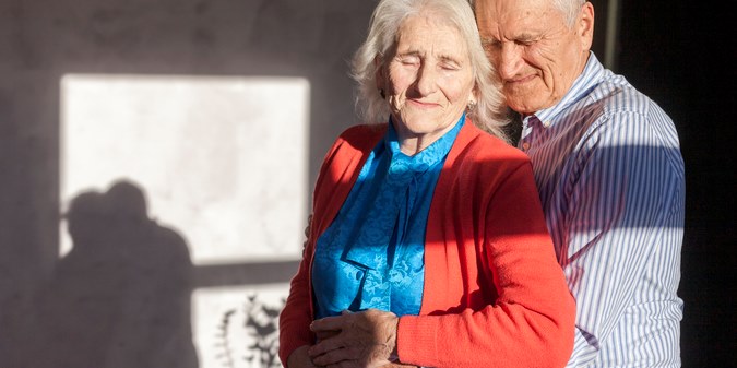 Portrait of elderly man and woman in love