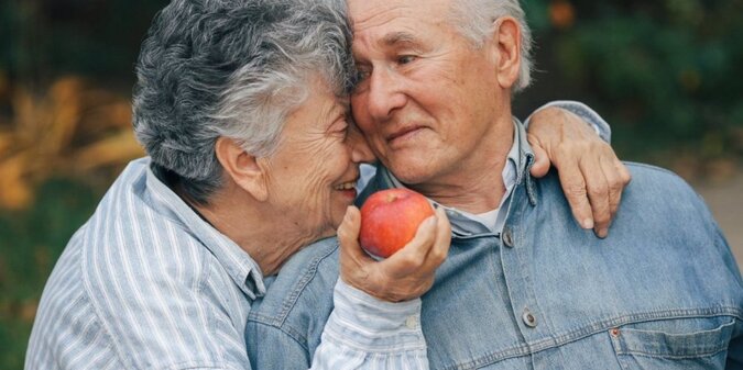 Beautiful old couple spent time together