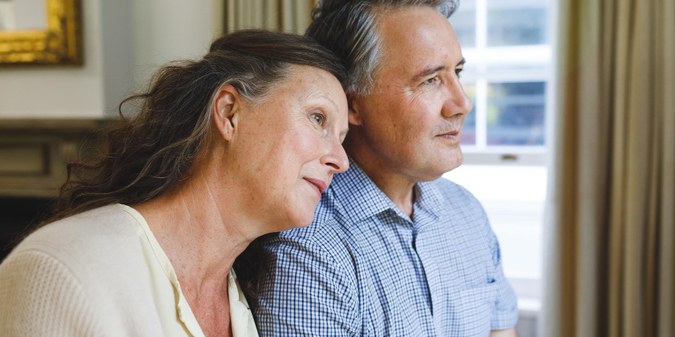sad senior couple